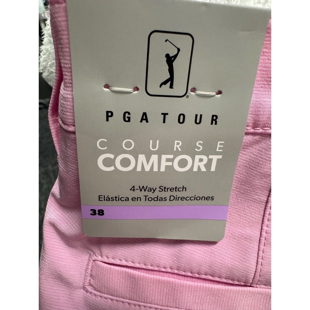 PGA Tour Mens Course Comfort Golf Shorts Pink 4-Way Stretch Size 38 NWT - Picture 5 of 10